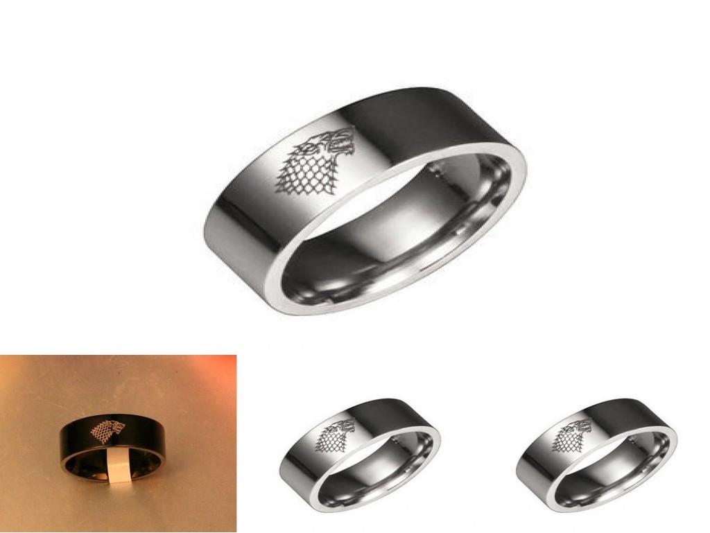 Exquisite Stainless Steel Ring Featuring The Iconic House Stark Ice Wolf Design
