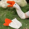 Winter Cold-Proof Unisex Cartoon Duck Mittens Three Swan Full Finger Gloves Knitted Wool Warm Accessories For Children Adult