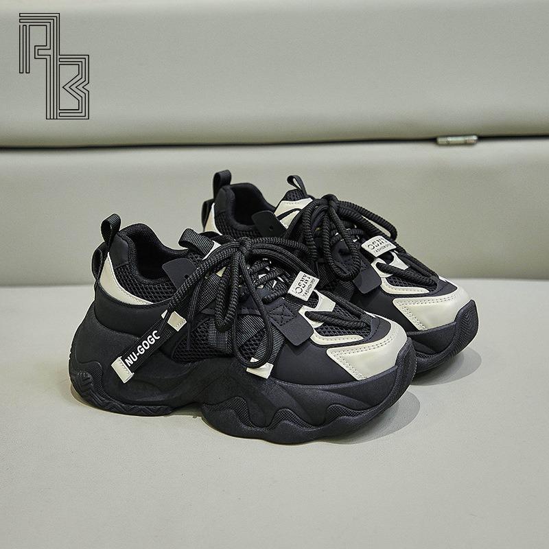 Korean Version New Dad Shoes For Women, Spring And Autumn Student Sports Running Casual Thick Soled Height Increasing Shoes