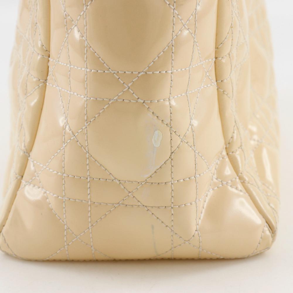Dior Lady Dior Handbag Canage cream enamel Women Used