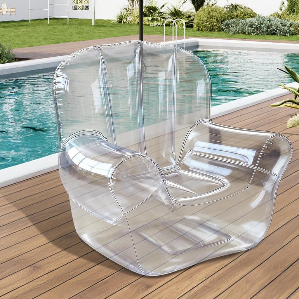 Aufblasbares Outdoor-Sofa PVC Luftstuhl Kleines aufblasbares Sofa Haushalt Auto Tragbarer Hocker Transparente Serie Stühle