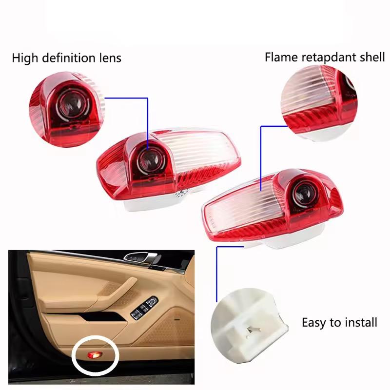 2PCS For Porsche Panamera 970 Boxster 986 987 911 997 LED Car Door Light Courtesy Icon Projector Welcome Lamps
