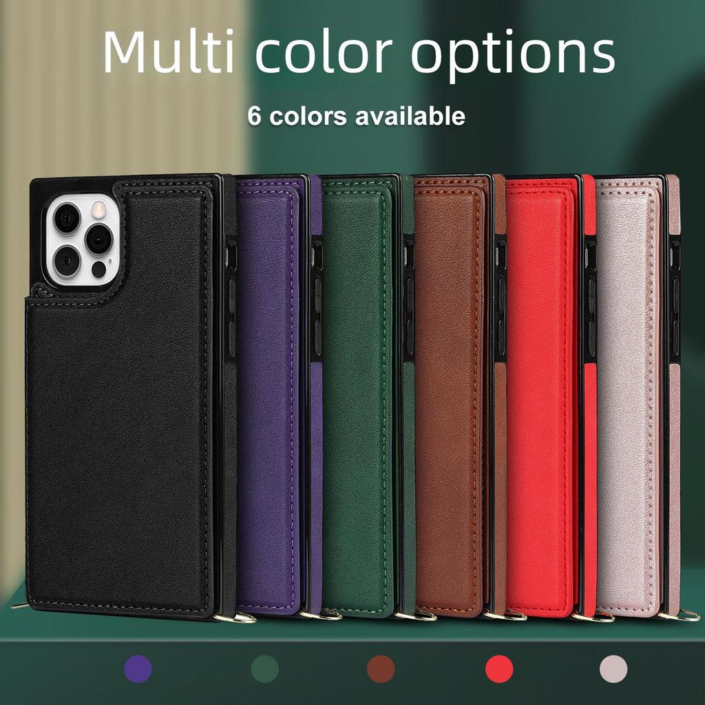iPhone 14 Crossbody Phone Case with Card Slot for Apple 11/12/13/14 PRO - Women's Leather Protective Cover