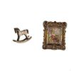Retro Floral Wood Sculpture Photo Frame Ornament Artistic Hand Carved Horse Figurine Antique