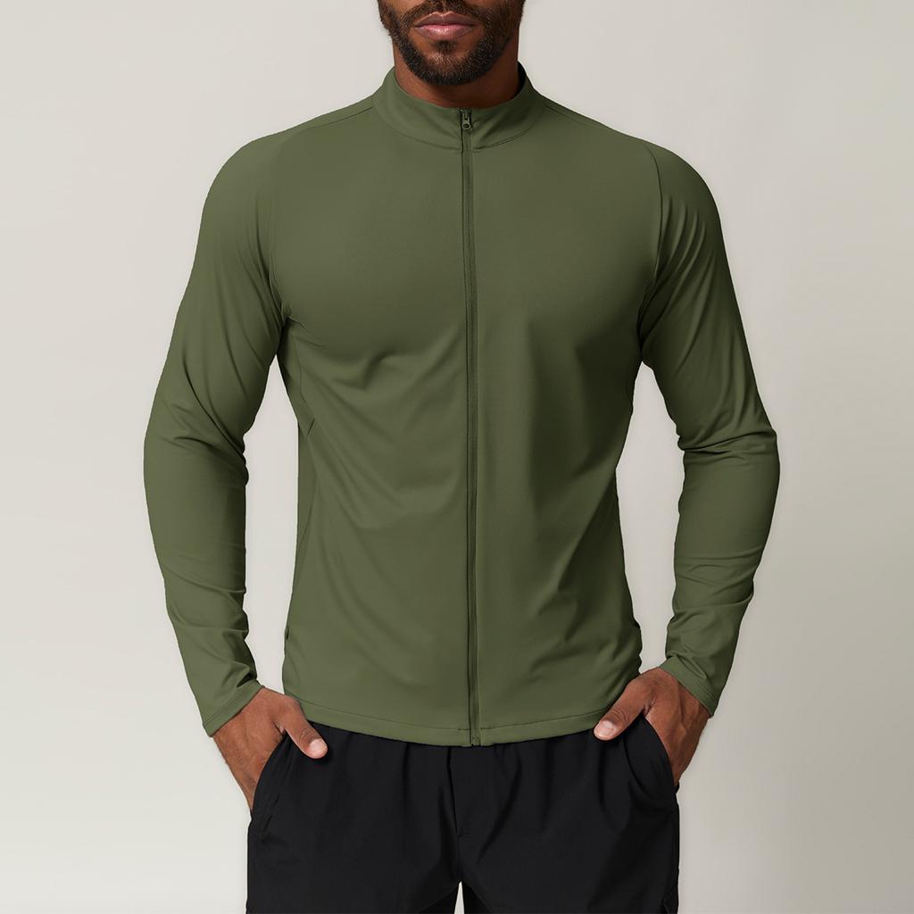 Men's Stand Collar Hoodie Jacket, Solid Color Fleece Pullover for Outdoor Sports, Gym, Casual Wear, Home & Commute, Warm & Comfortable