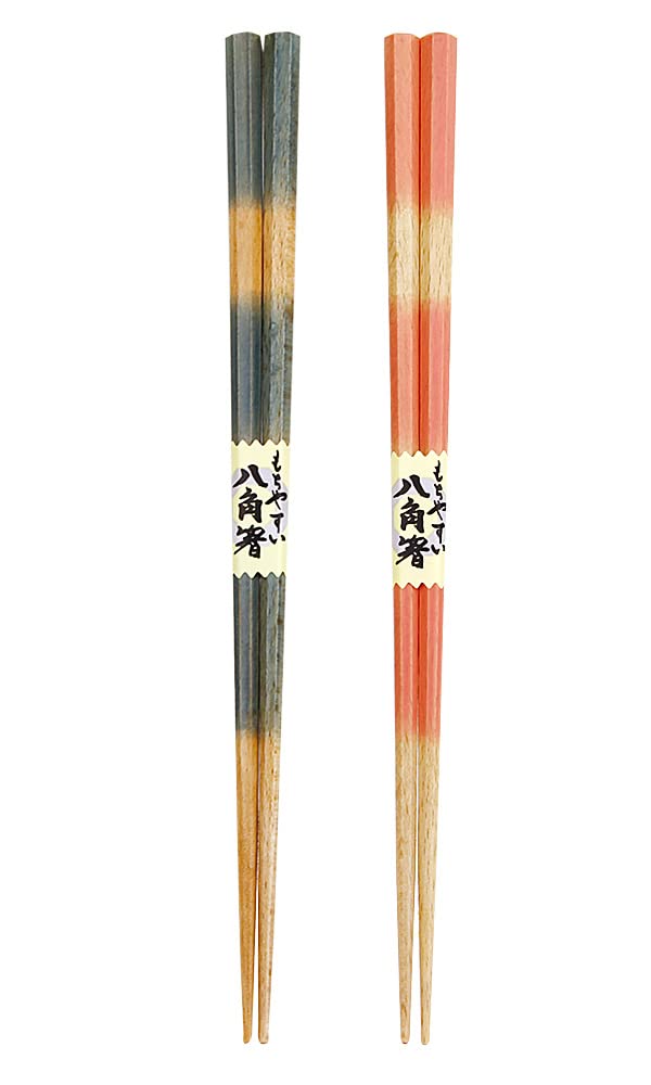 Married Couple Chopsticks Octagonal Blur Blue Pink Design with Paulownia Box and Wrapping Wedding Gift Marriage Newlyweds Registration Wedding Couple