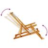 Folding Beach Chair with Armrests Taupe Color Acacia Wood Frame & Textilene Seat