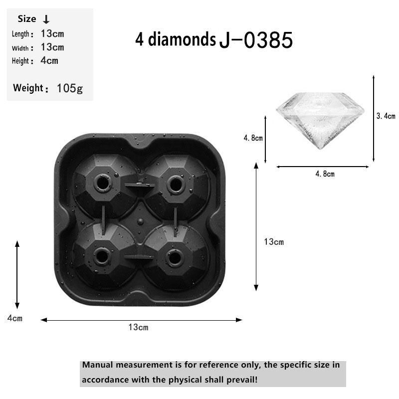 Tray Easy To Take Out Suitable for Whiskey Party Supplies Silicone 3D Balls Skull Diamond Shaped Ice Mold Reusable Ice Cube Mold