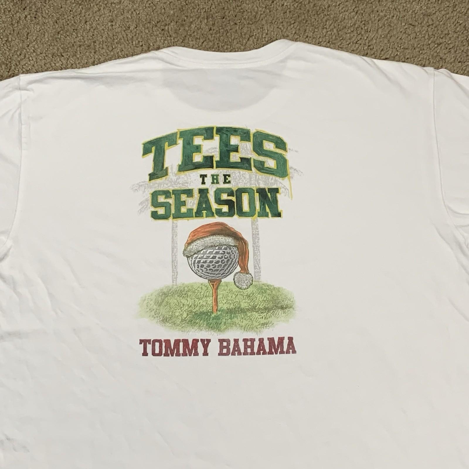 Tommy Bahama Mens XL White Short Sleeve Graphic T Shirt Xmas Golf Preppy L