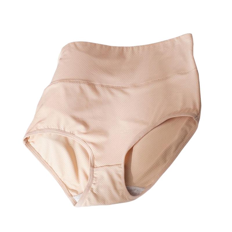Women's High Rise Ice Silk Invisible Panties Solid Color Soft Mesh Breathable Cotton Crotch Skin-Friendly Underpants Briefs