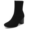 Green Women's Ankle Boots 2025 Autumn Winter Block Heels Short Socks Boot Black Pink Blue Party Shoes Female Large Size 48