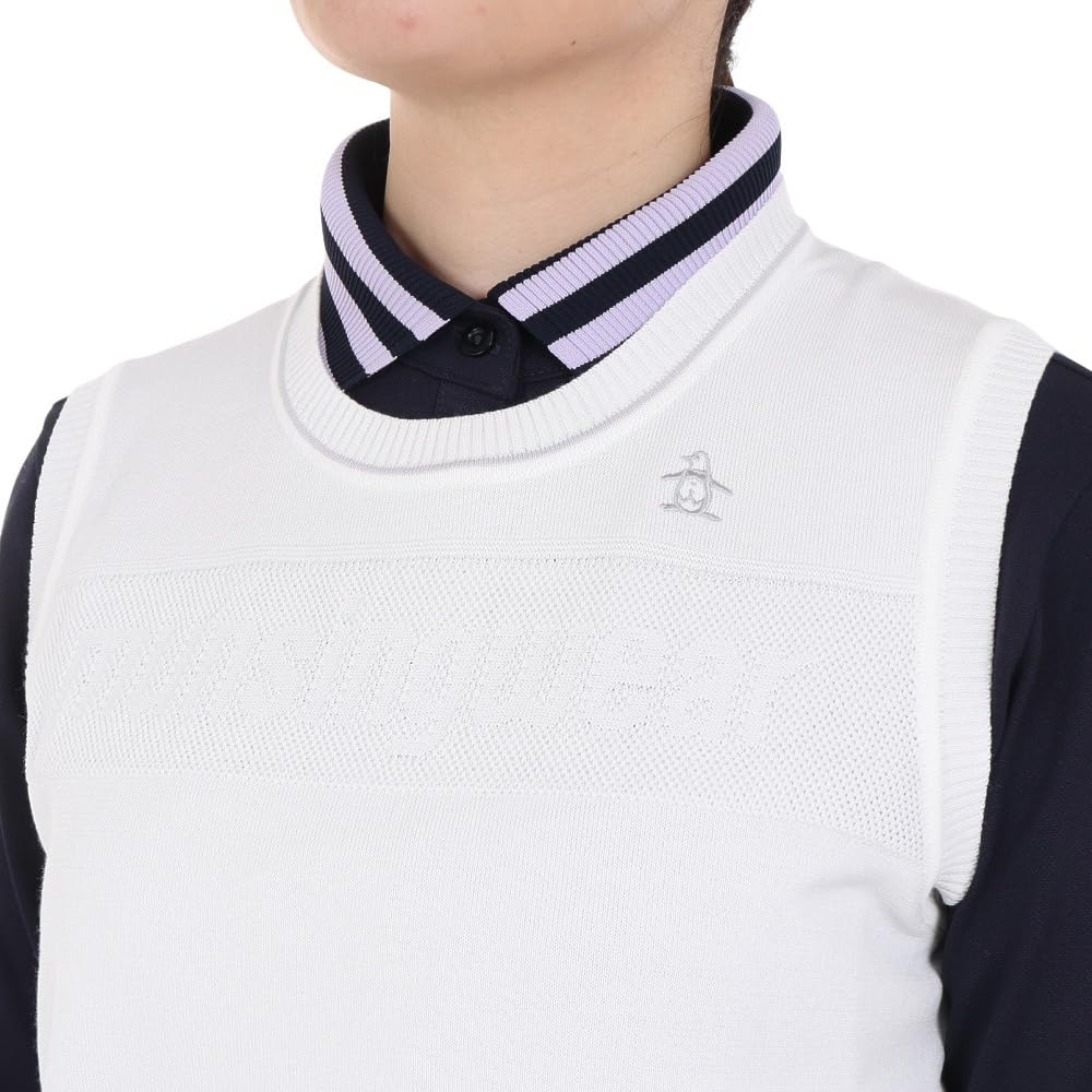 Pletená vesta Posádka Výstřih Bez rukávů Žakárový Jednoduchý Golf MGWXJL82 WH00 [Munsingwear] Dámské (Bílý)