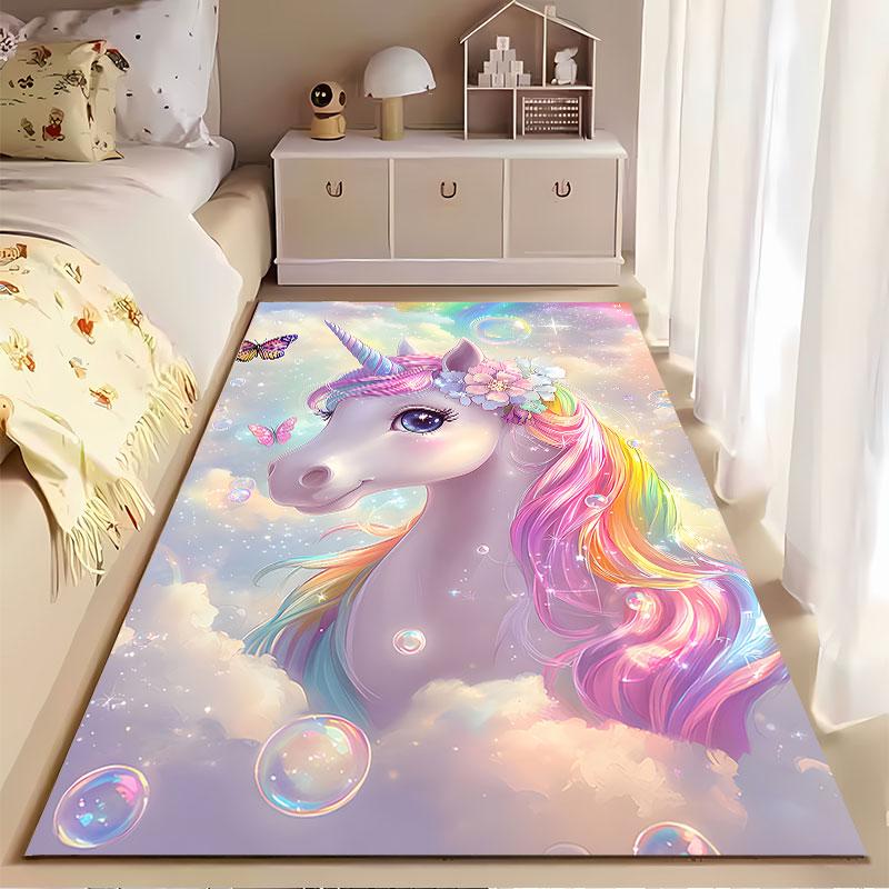 Unicorn with Rainbow Mane suitable as a non-slip mat for the living room or bedroom sofa