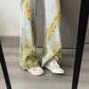 Spicy Girl Graffiti Jeans: Women's Autumn/Winter High Street Loose BF Style Straight-Leg Pants