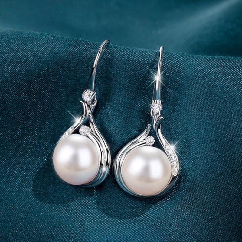 Orecchini da Donna in Argento Sterling, Orecchini con Perle d'Acqua Dolce Naturali, Ganci per Orecchie, Set di Collane Eleganti di Alta Gamma da Donna