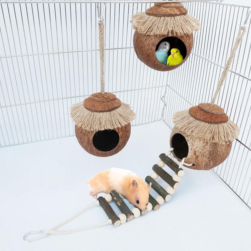 Birds Hut Parrots Nest Hanging Tree House for Small Bird Hamsters Portable Bird Chewing Toy Nest Bed Bird Cage Toy