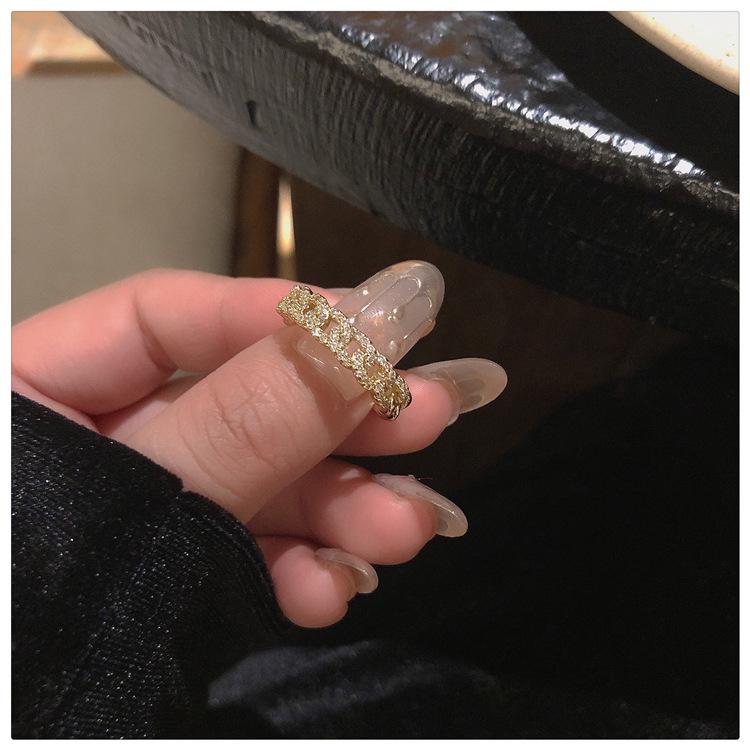 Light luxury fashion high sense pearl zircon copper ring women's design sense retro personality open index finger ring simple