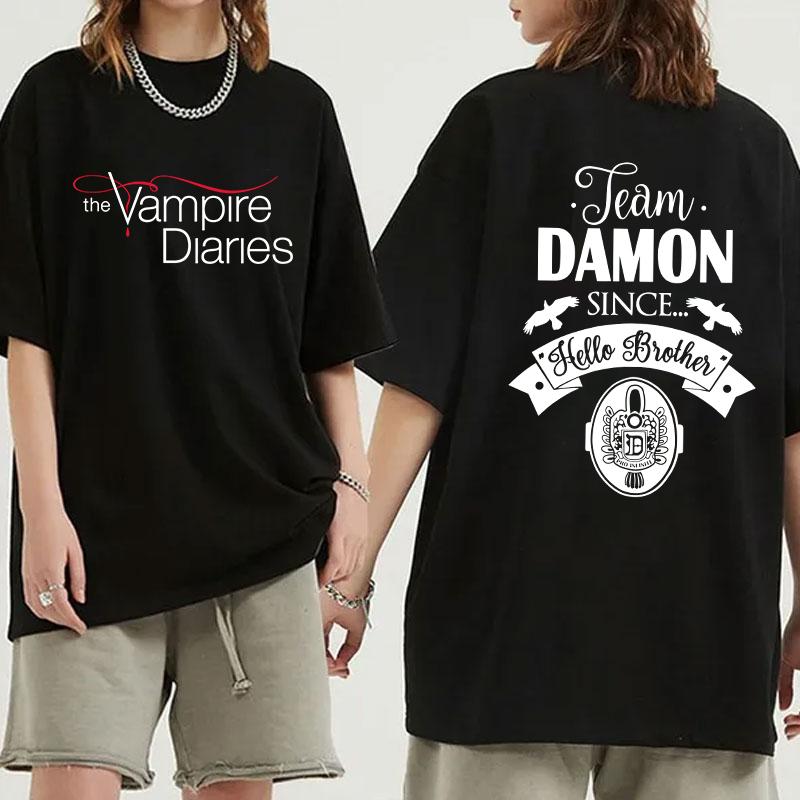 New The Vampire Diaries Print Tshirt Unisex Casual Short Sleeve T-shirt Women Fashion Summer Tops Tees