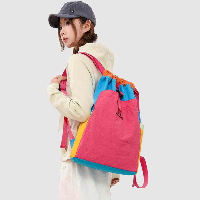 Niche Color Block Dopamine Backpack Cross-border Casual Minimalist Fashion Bag for Girls Student Commute & Daily Use