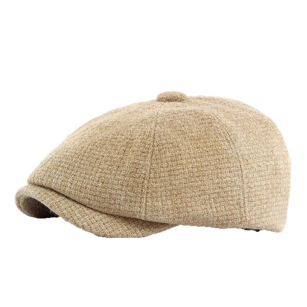 Unisex Knit Wool Blend Newsboy Cap British Retro Octagonal Hat Baker Boy Cap Gatsby Cabbie Hat Winter Warm Solid Color Peaked Cap
