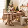 Retro Plaid Tablecloth With Tassel Trim Thick Stain Resistant Cotton Linen Dining Table Living Room Decor