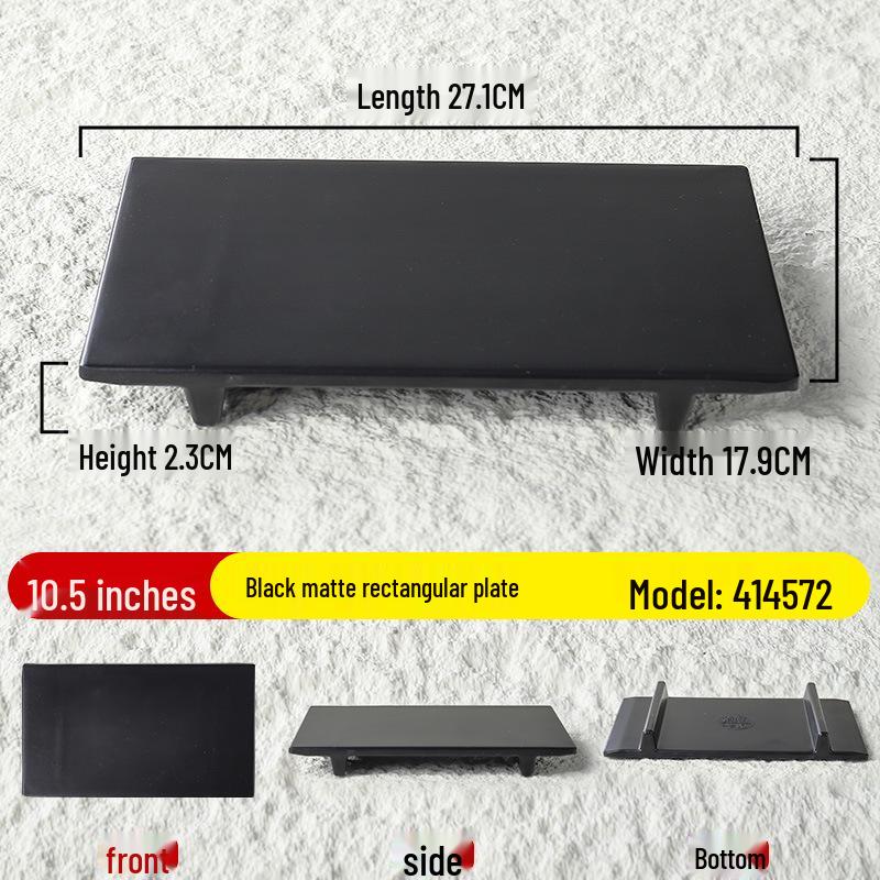 Black Matte Rectangular Japanese Sushi & BBQ Plate