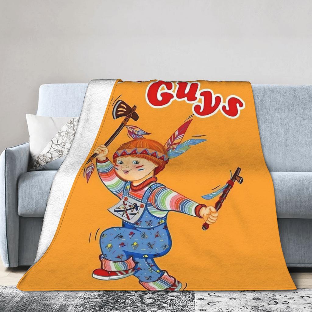 Chucky Horror Movie Knitted Blanket Childs Play Halloween Fuzzy Throw Blanket Home Couch Personalised Soft Warm Bedspread