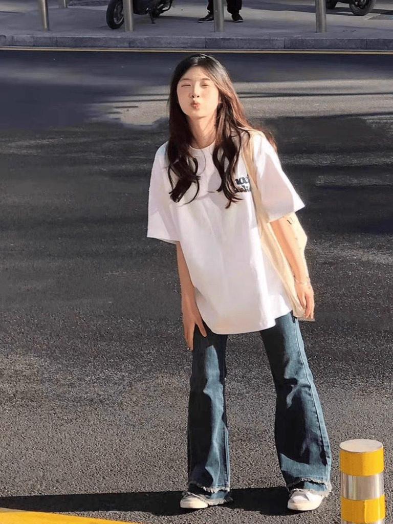 Women's Plus Size Retro White Cotton Loose Short Sleeve T-shirt - High Street Style