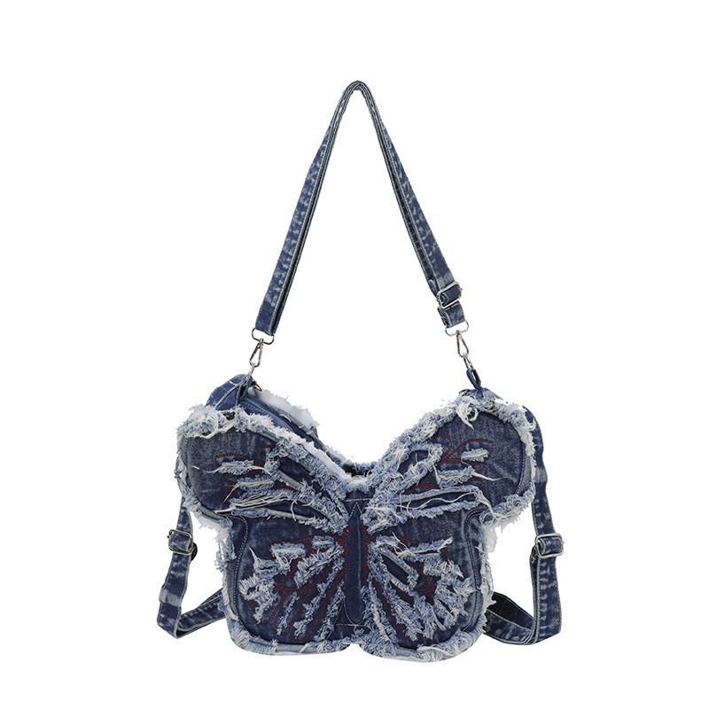 

Ins Style Jeans Old Butterfly Bag Personalized Shoulder Armpit Niche Design Backpack