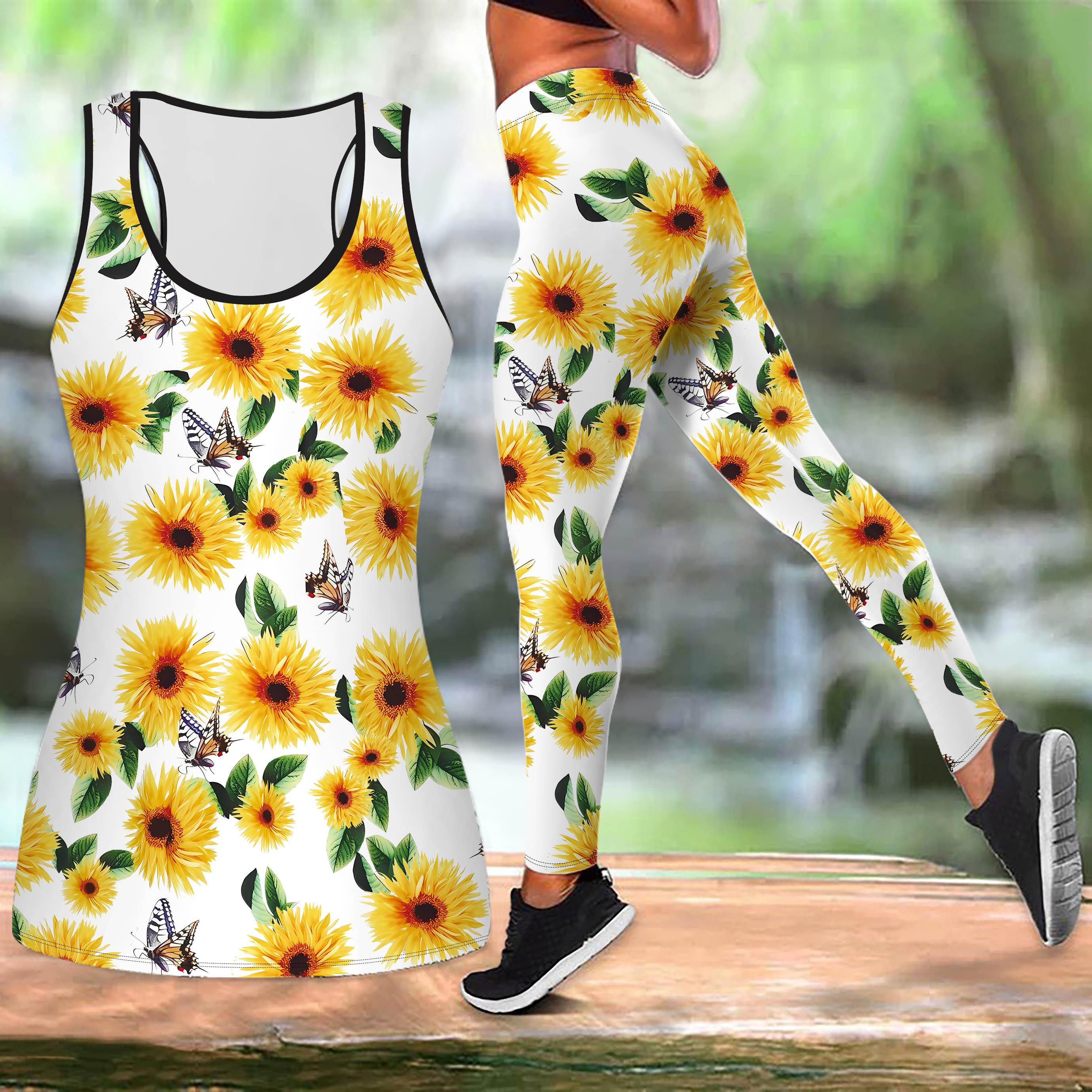 

Синій одяг для йоги з переважно квітами для жінок Модні легінси для тренувань Фітнес Спорт Повсякденний набір для йоги Спортивний костюм XS жовтий