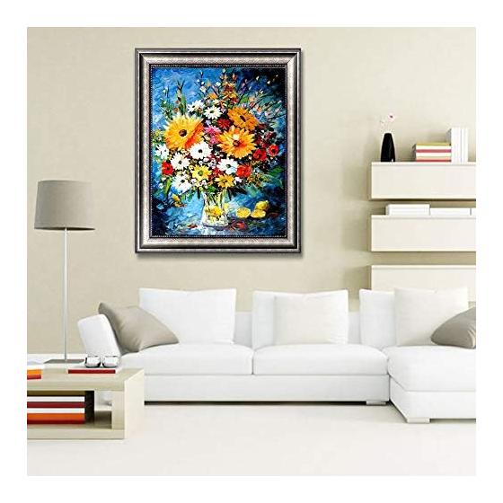 DIY Cross Stitch Kit Diamond Painting 5D Painting Kit, Colorful Flower Plant WOWDECOR Full Drill DIY Diamond Art Paint by Numbers Oil Painting