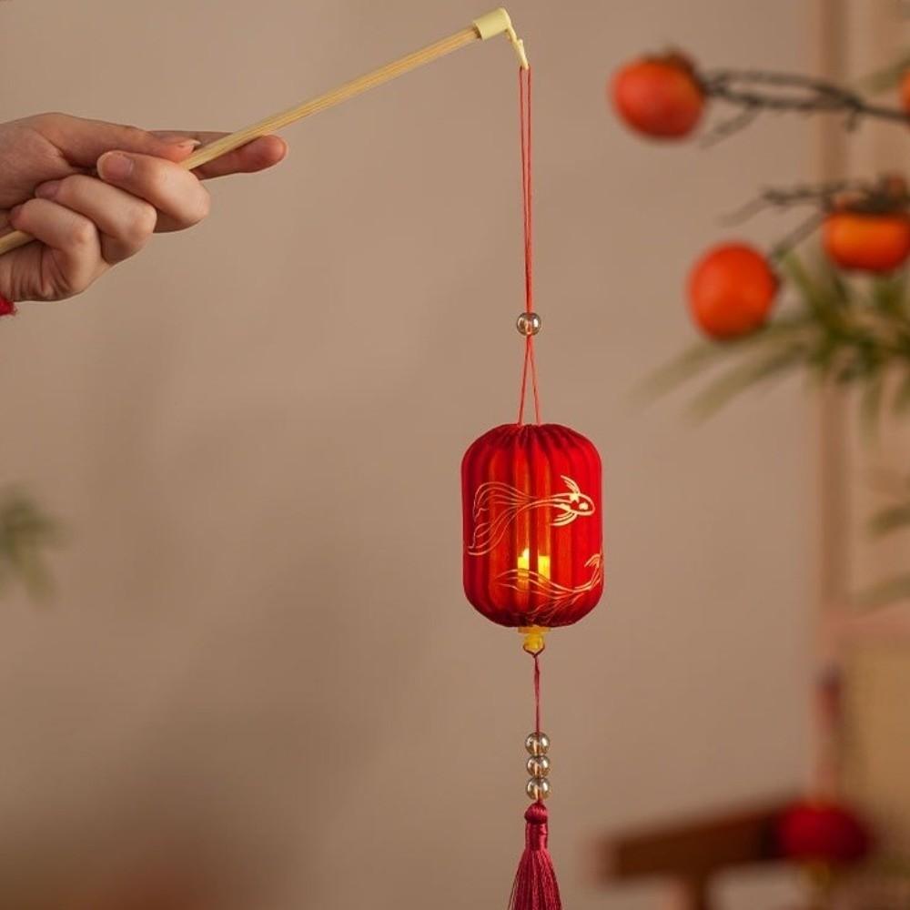 Chinese Style DIY Handheld Lantern 2026 Horse Year Luminous Cloth Lantern Outdoor Decor