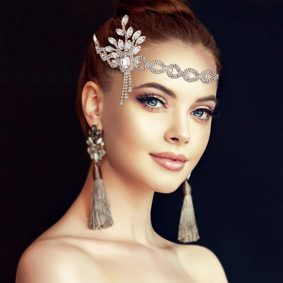 

Rhinestone Tassel Headband - European & American Fashion Accessory for Festivals & Parties