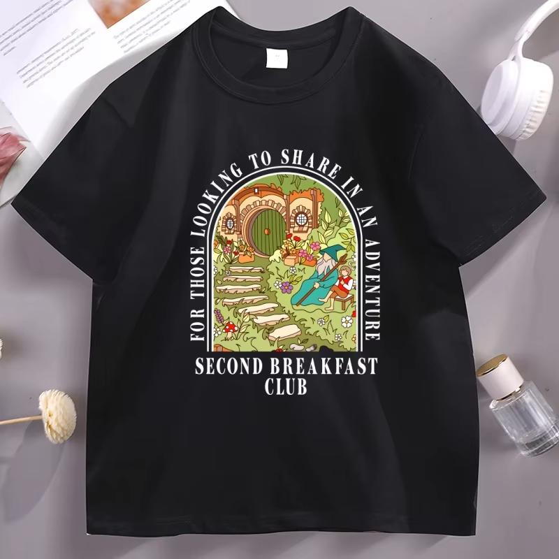 Second Breakfast Club T Shirt Women Adventure Bookish T-shirt Casual Cotton Short Sleeve Fantasy Book Lover Top Clothing