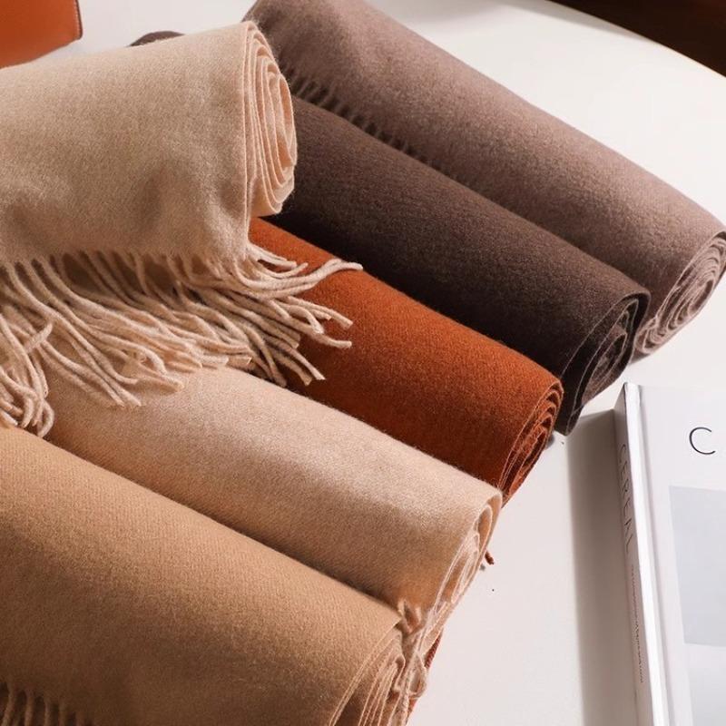 Scarf dual-purpose women's autumn and winter high-end imitation cashmere shawl with a classic solid color warm scarf