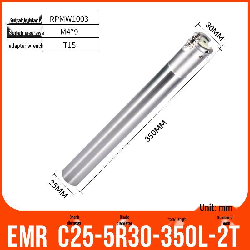 Shockproof EMR CNC Milling Cutter Holder - Round Nose, Bull Nose & Flat Machining Extensions (R4, R5, R6)