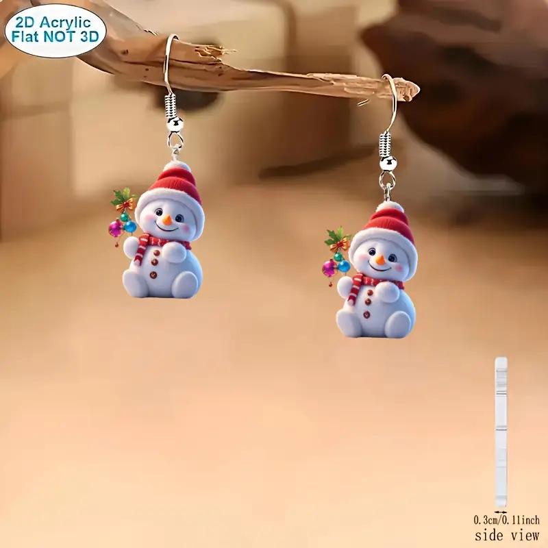 

Cross-Border Acrylic Snowman Christmas Earrings - Cute Festive Jewelry Single Acrylic Earring (No Hook)