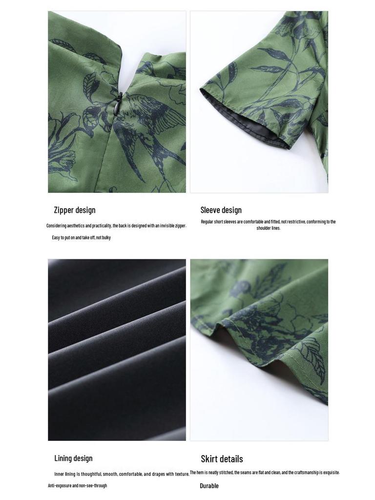 New Spring Cheongsam: Plus Size, Stand Collar, Slimming Dress for Women