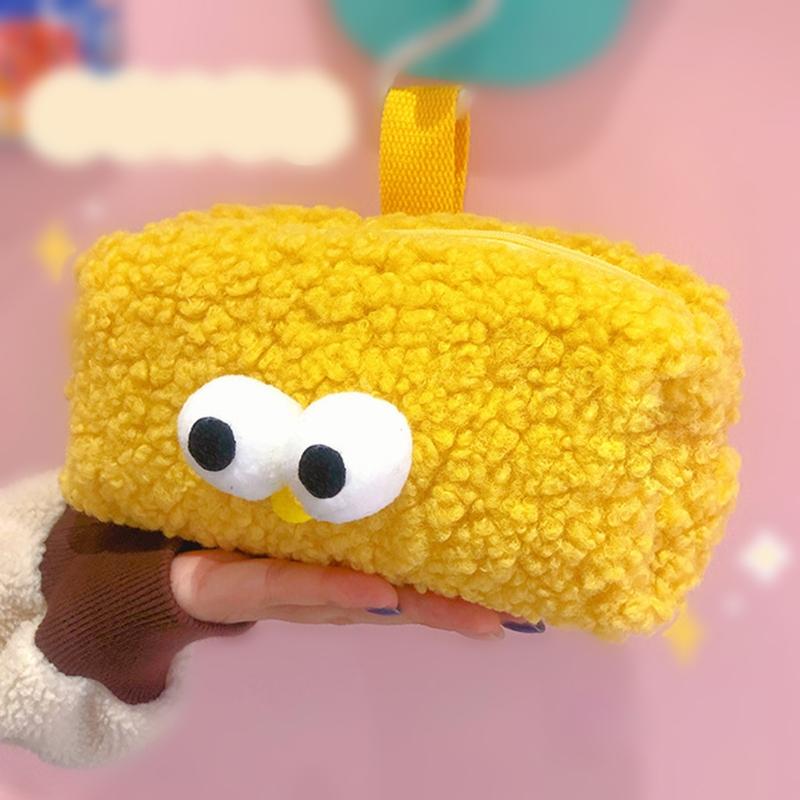 Portable Zipper Pencil for Case Multifunctional Cute Pen Pouch Fuzzy Plush Storage Bag for Travel Stationerys Small Craf