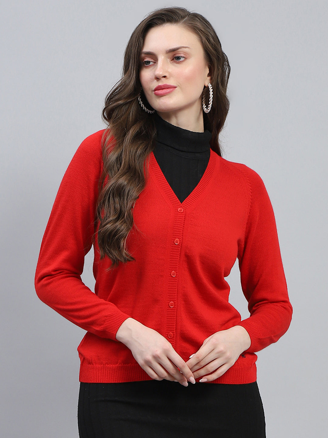 Monte Carlo Womens Regular Fit Solid Cardigan M красный