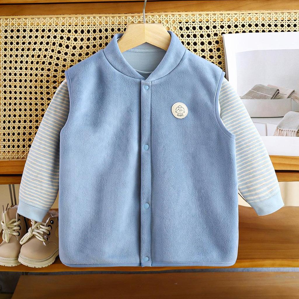 AINI Kids' Orlon Fleece Vest - Warm, Sleeveless, Stand-up Collar for Boys and Girls, Ideal for Spring and Autumn.
