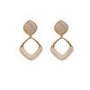 Fashionable and Simple Micro-inlaid Geometric Diamond Pearl Earrings, Niche Design, Light Luxury Earrings