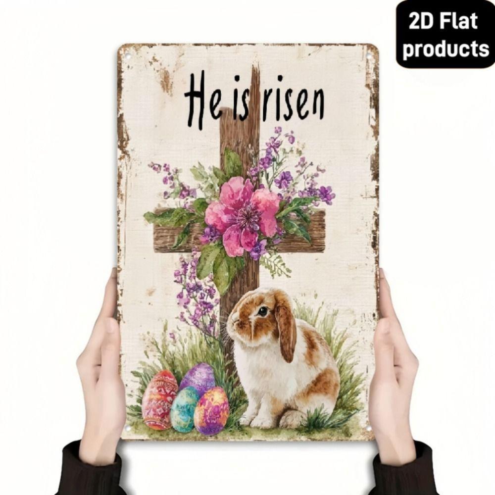 Easter Rabbit Metal Tin Sign Wall Art Decor 20x30cm