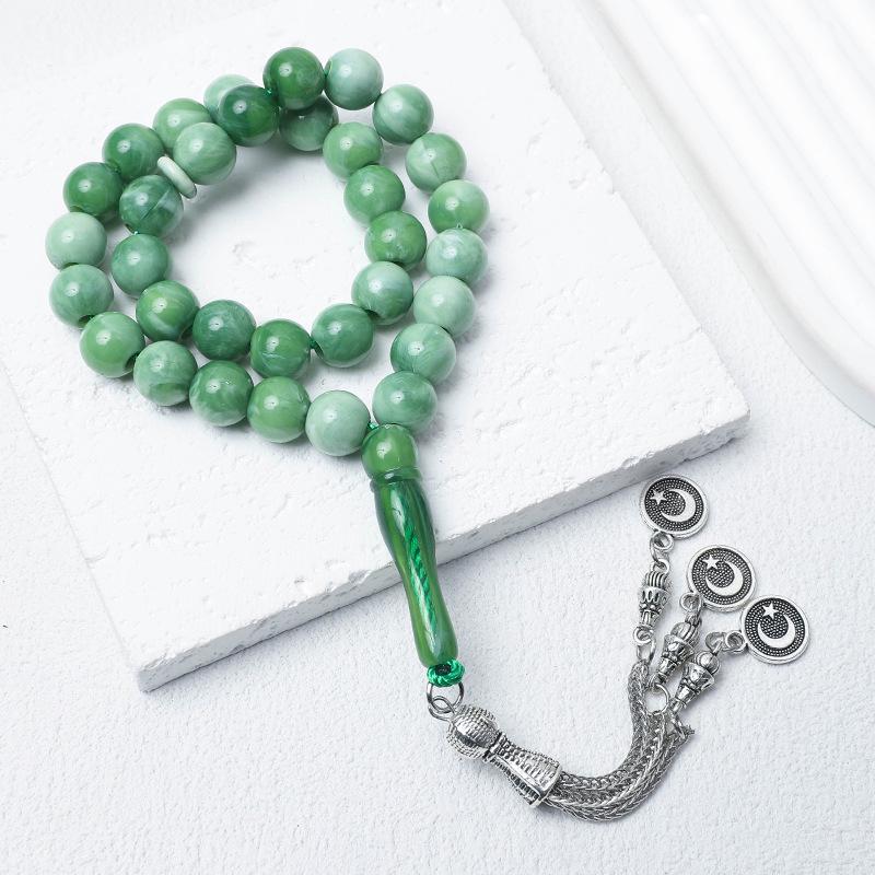 Unisex 33-Bead 10mm Tasbih: Middle Eastern Muslim Prayer Beads