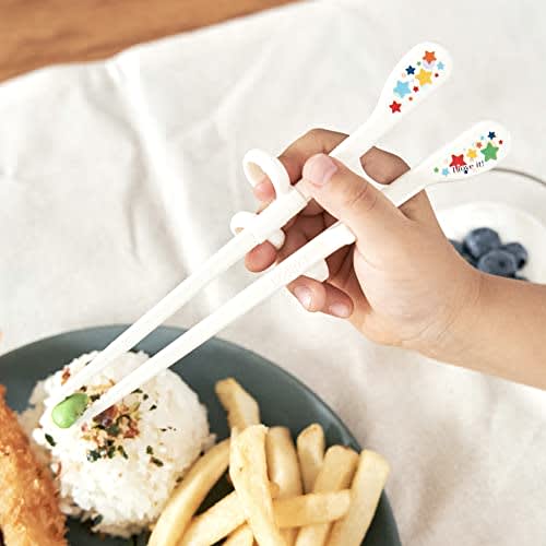 EDISONmama Edison Chopsticks, Kids Series, Right-Handed, White, 17.5cm, for Preschool To Early Elementary School Ages, Nursing and Feeding Supplies, T