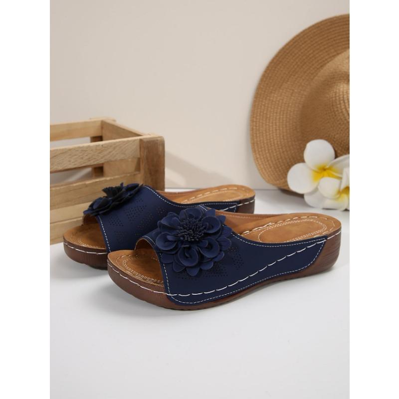 Cross-border New Large-size Women's Shoes Spring and Summer New Amazon Cross-border One Flower Open-toed Slippers European and American Sandals