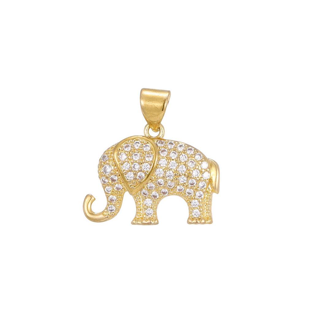 18K Gold Rhinestone Elephant Necklace – Fashionable European and American Animal Pendant.