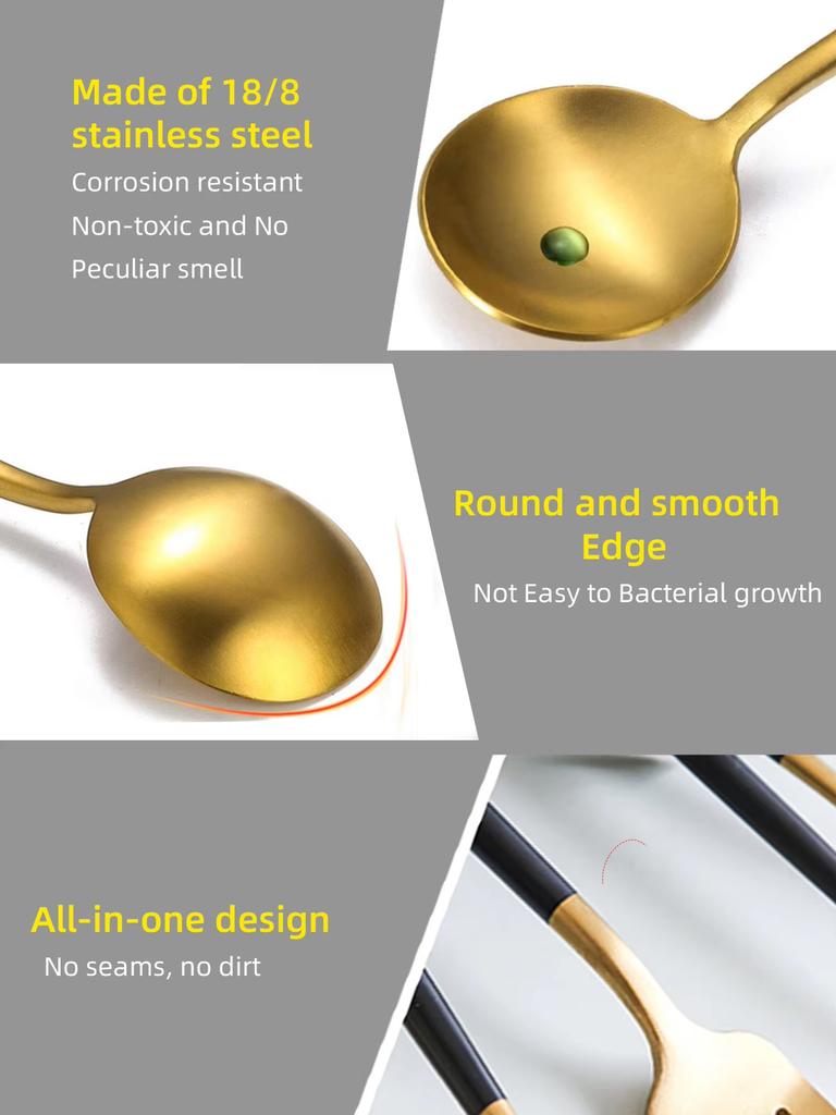 24dílná sada nerezového nádobí, černé zlato, příbory, lžíce, vidlička, nůž, západní příbory, stříbrné příbory, stolní potřeby