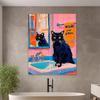 Maximalist Bathroom Cat Art Poster Wash Your Paws Quotes Prints Trendy Cat Poster Colorful Bathroom Art Canvas Painting Decor