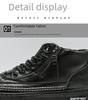 Men's High Top Casual Black Martin Boots for Spring and Autumn - Trendy All-Match Sports and Work Shoes.